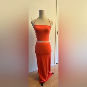 Cotton Candy Halter Skirt Set  Coral MEDIUM